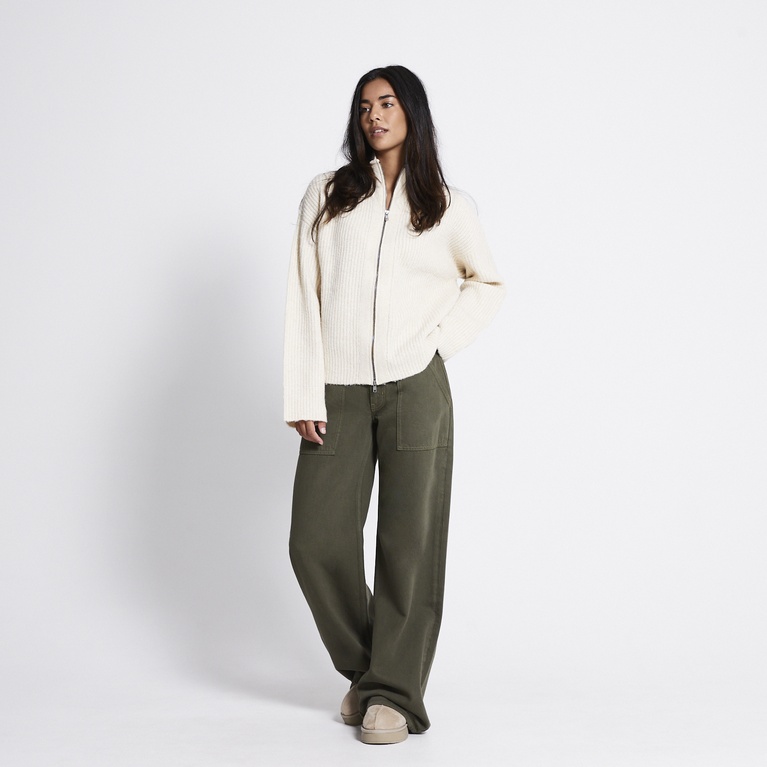 Zip knit cardigan "Zip Cardigan" Ivory